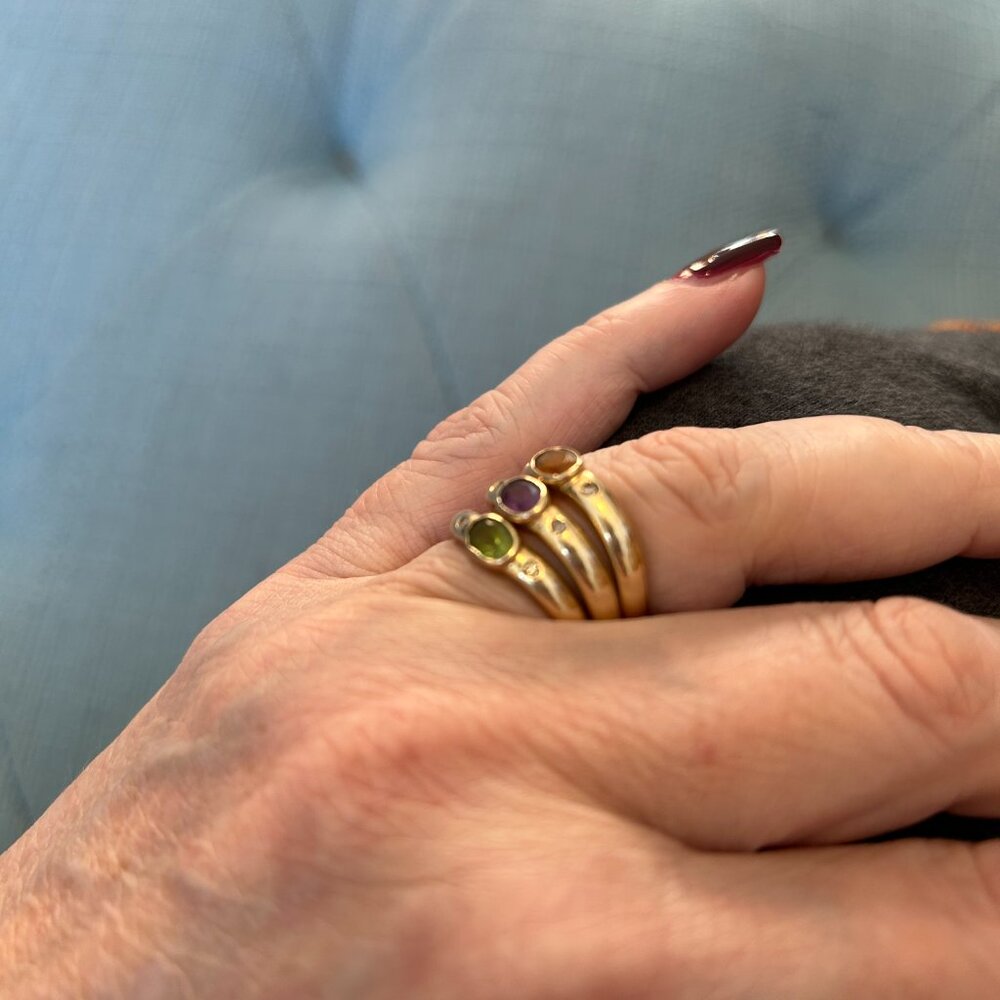 Vintage 14k Gold Stack Rings with Gemstones - Picture 9 of 10